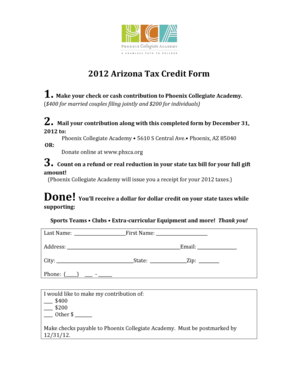 2012 Arizona Tax Credit Form