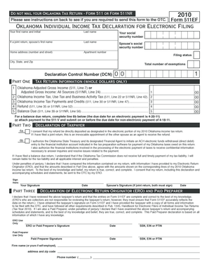 Oklahoma Form 511EF 2010