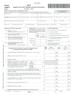 Virginia Part-Year Resident Income Tax Return