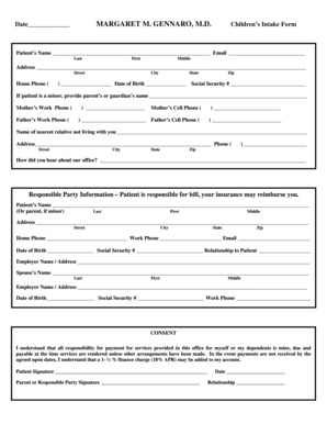 Children’s Intake Form