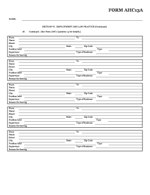Form AHC13A Employment and Law Practice