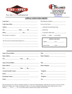 Application for Credit