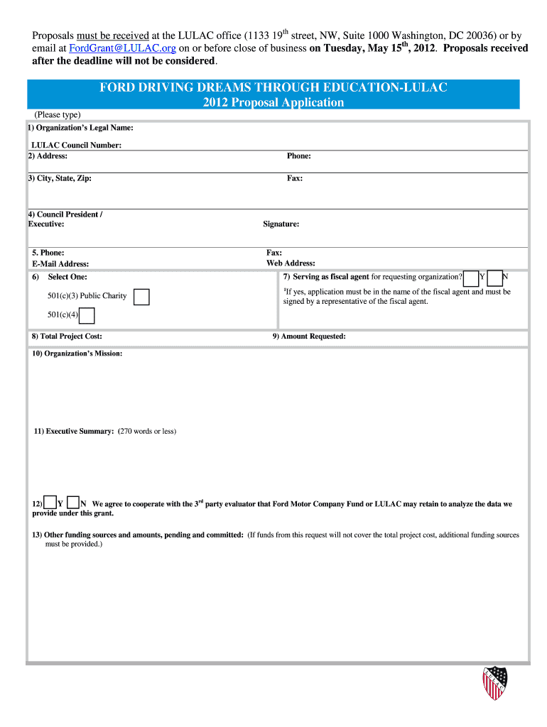 2012 APPLICATION FORM - LULAC - lulac Preview on Page 1