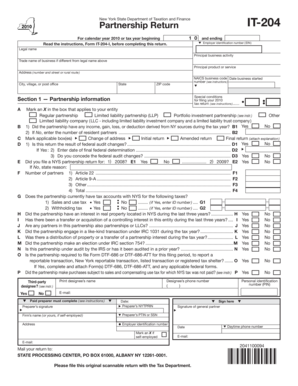 New York State Partnership Return IT-204