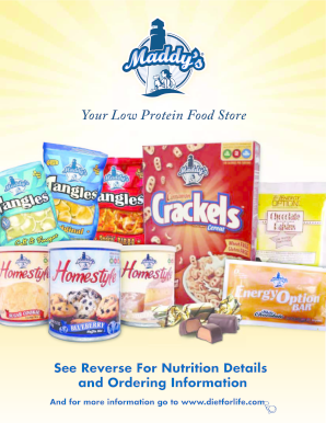 Low Protein Food Order Form