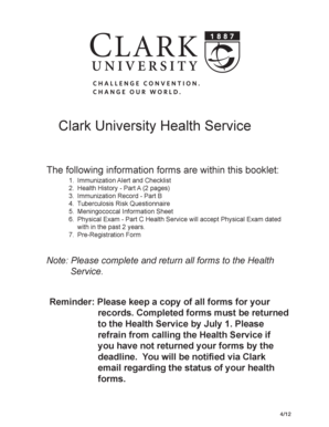 Clark University Health Forms
