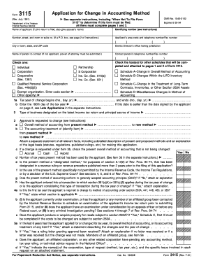 Form 3115 Application for Change in Accounting Method
