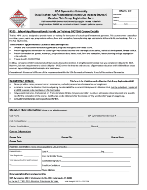 USA Gymnastics R103 Registration Form