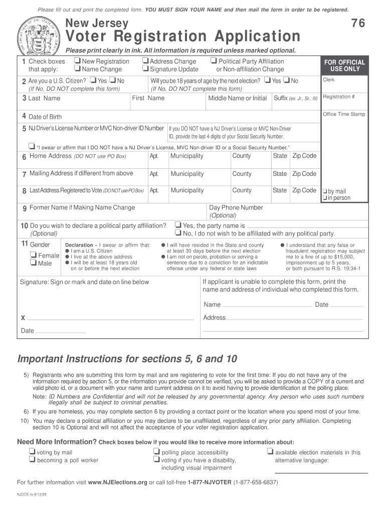 Change Of Name On Voter Registration In Nj Fill Online Printable 