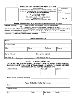 Maine Single-Family Dwelling Application