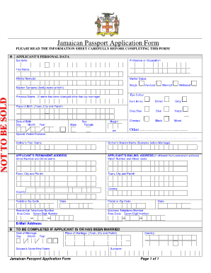 Jamaican Passport Application Form