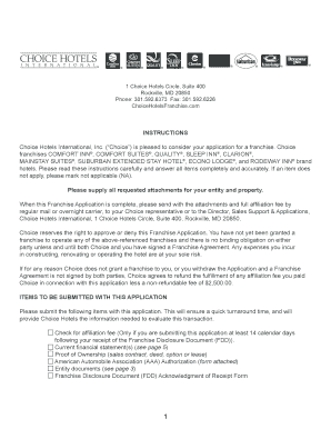Franchise Application for Choice Hotels