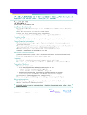 Avastin Patient Assistance Program Enrollment Form