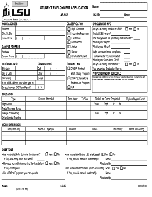 Student Employment Application
