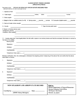 Illinois Sport Fishing Awards Entry Form