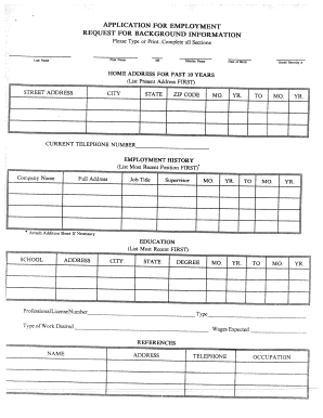 Employment Application Form