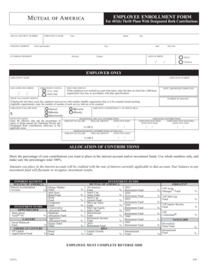 Employee Enrollment Form for 403(b) Thrift Plans