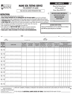 Maine Soil Testing Service Field and Soil Sample Information Form