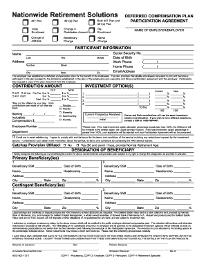 Nationwide Retirement Solutions Deferred Compensation Plan Participation Agreement
