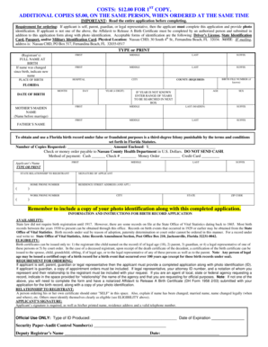 Florida Birth Certificate Application