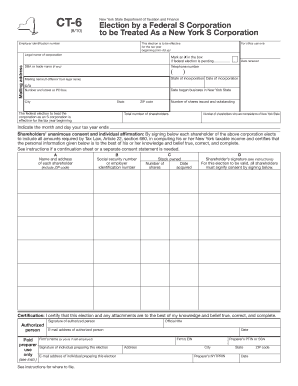 New York S Corporation Election Form CT-6