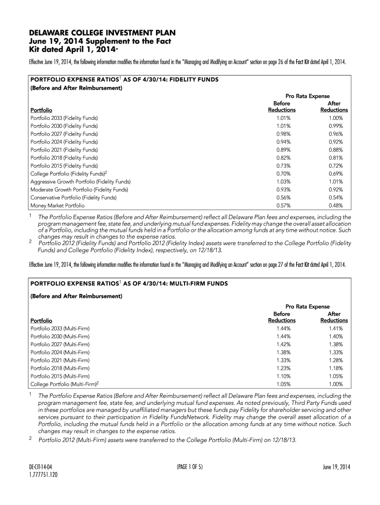 DELAWARE COLLEGE INVESTMENT PLAN (529 PLAN - Fidelity Preview on Page 1