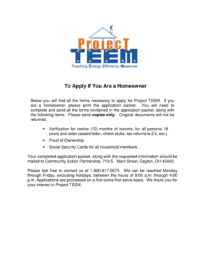 Project TEEM Homeowner Application