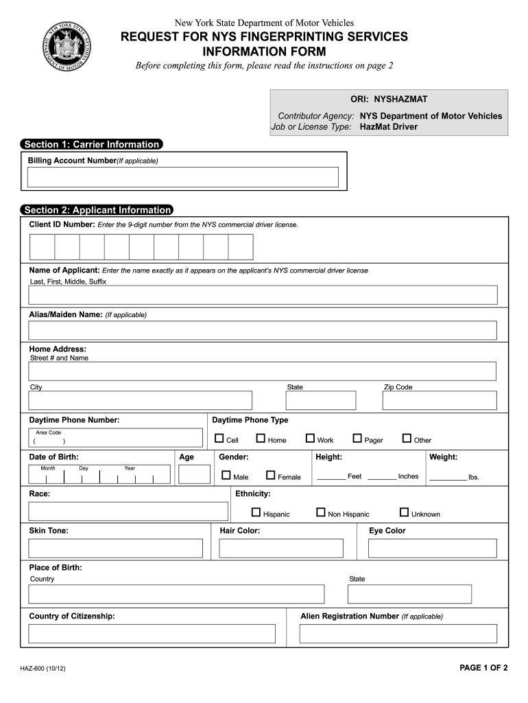 what is the ori number for nys dmv 2012 form Preview on Page 1