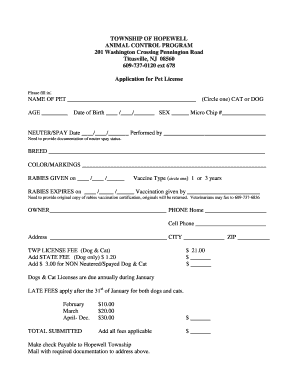 Pet License Application