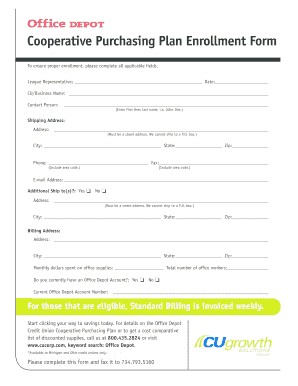 Cooperative Purchasing Plan Enrollment Form