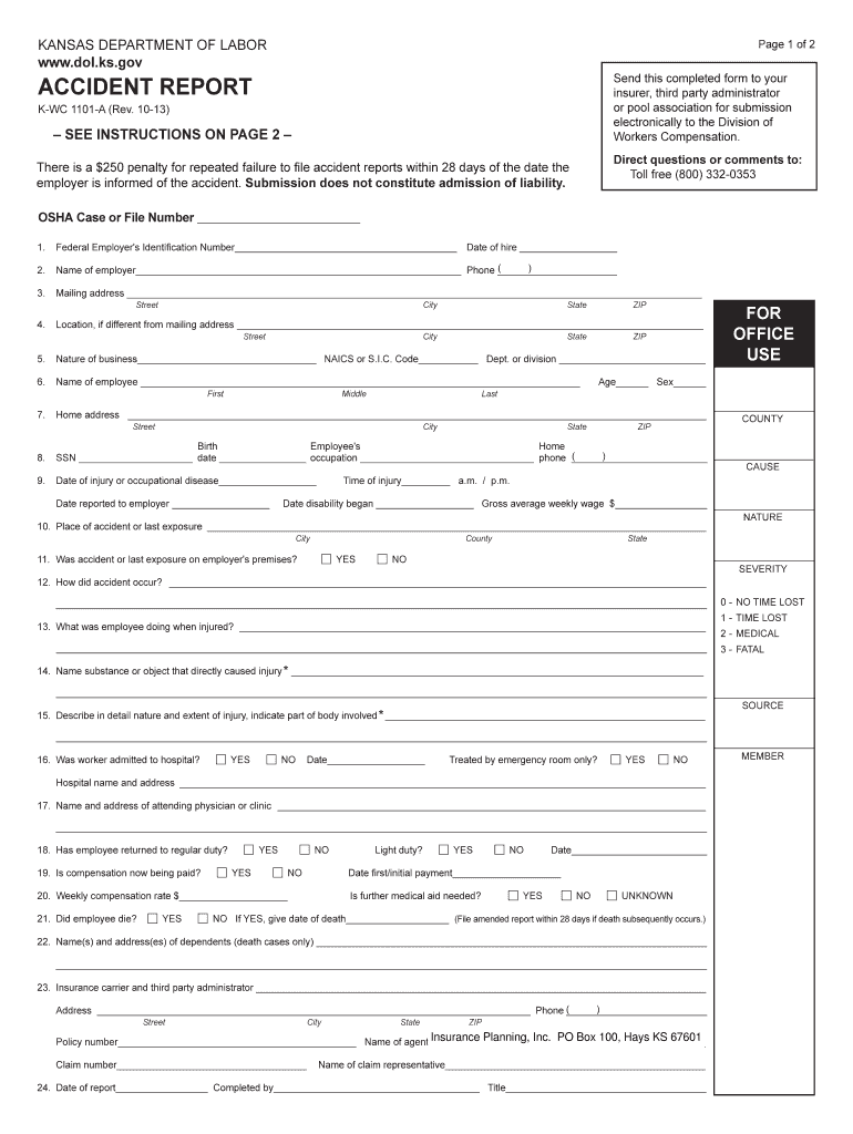 EMPLOYER'S REPORT OF ACCIDENT - Insurance Planning Preview on Page 1