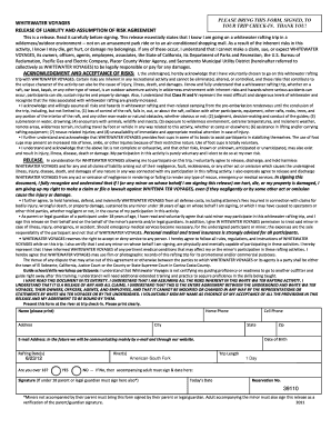 Whitewater Voyages Liability Waiver