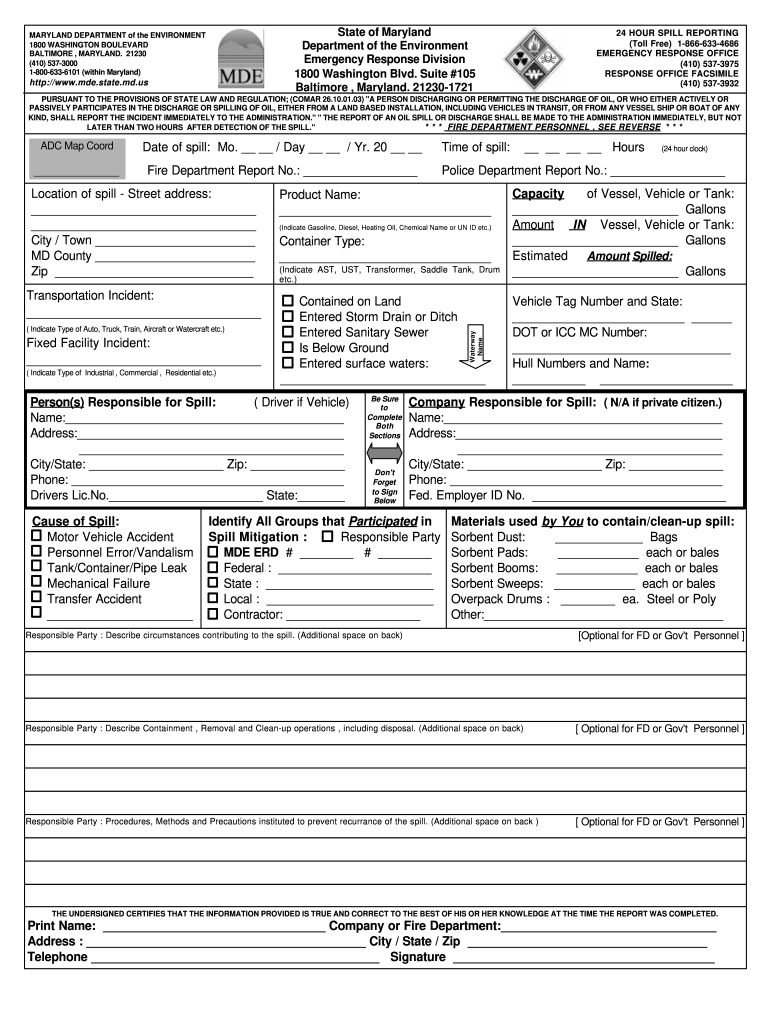Oil Spill Incident Report Example - Fill Online, Printable Regarding Sample Fire Investigation Report Template