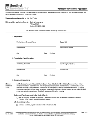 Mandatory IRA Rollover Application