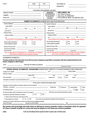 Student Accident Claim Form