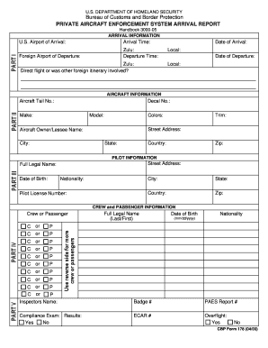 US Private Aircraft Arrival Report
