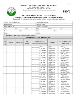 Cornell PSNT Soil Test Form