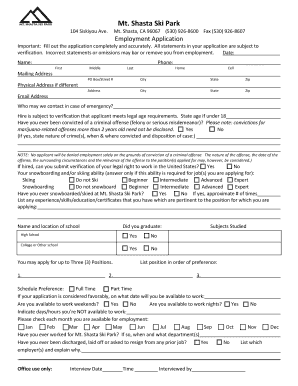 winter job application print out form