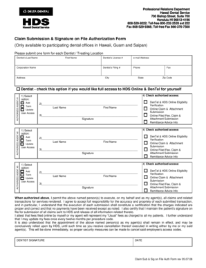 Hawaii Dental Service Claim Submission Form