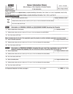 IRS Form 8282 Donee Information Return