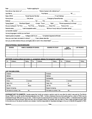 Employment Application Form