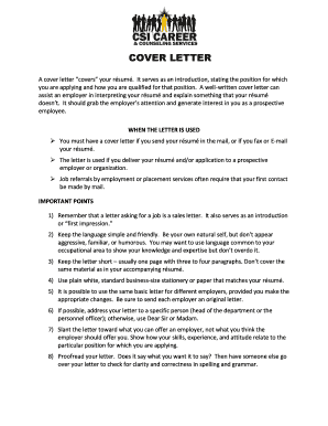 csi fax cover letter form