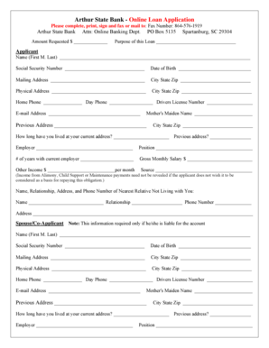 Arthur State Bank Loan Application