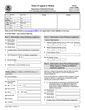 we approved your form i 290b notice of appeal or motion
