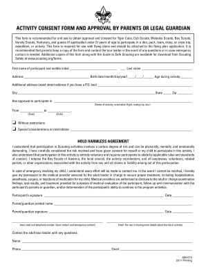 Activity Consent Form for Boy Scouts