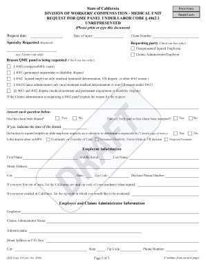 California QME Panel Request Form
