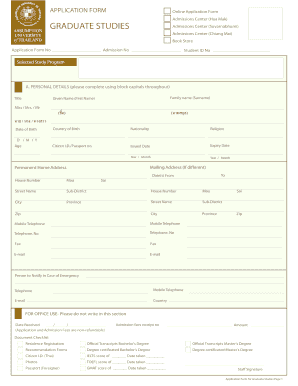 Graduate Studies Application Form