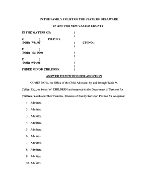 Tab 33 - Sample Answer to Petition for Adoption - courts delaware