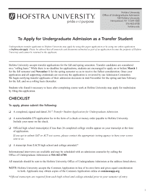 Hofstra University Transfer Student Application
