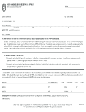 American Saddlebred Registration Affidavit